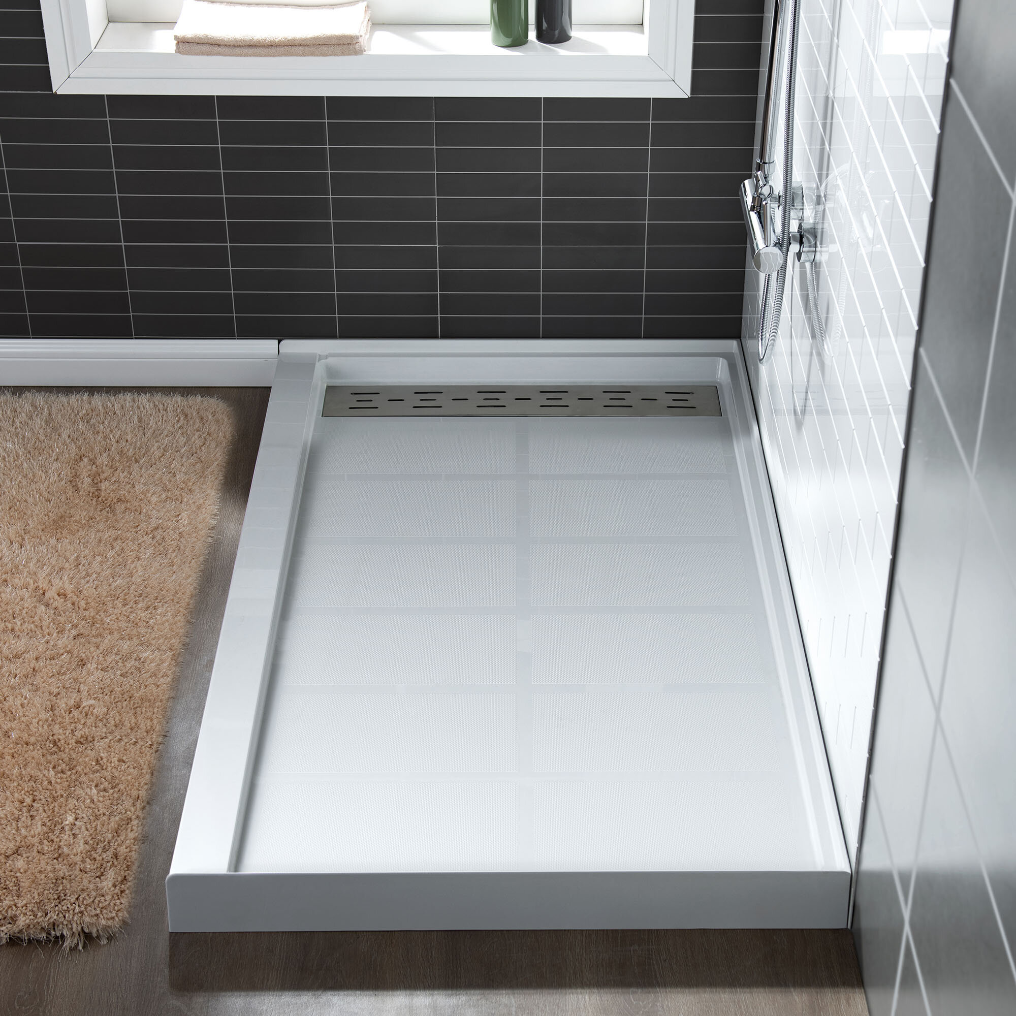 Tileable Shower Base 60x34 with Integrated Center PVC Drain Ready for Tile 34-Inch Depth by 60-Inch Width SBR6034 Tileable 