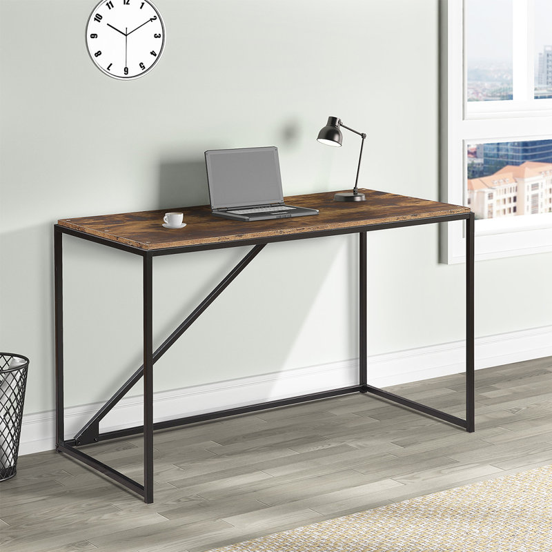 17 Stories Home Office 46 Inch Computer Desk Small Desk Home Office Study Desk Metal Frame Modern Simple Laptop Table Easy Assembly Industrial Style Brown Wayfair Ca