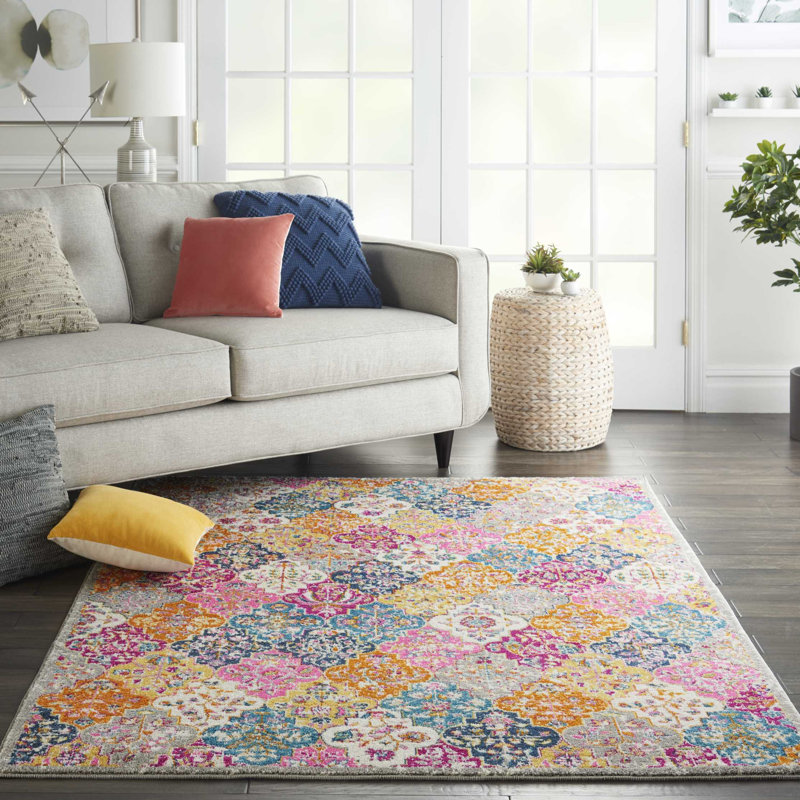 Blue Elephant Bradburn Bohemian Power Loom Pink Yellow Blue Rug Reviews Wayfair Co Uk
