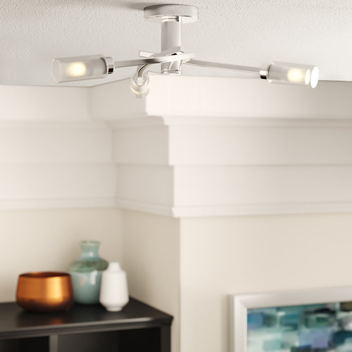 Geneva 3-Light Semi Flush Mount Latitude Run Colour: Antique Brass, Bulb Included: No