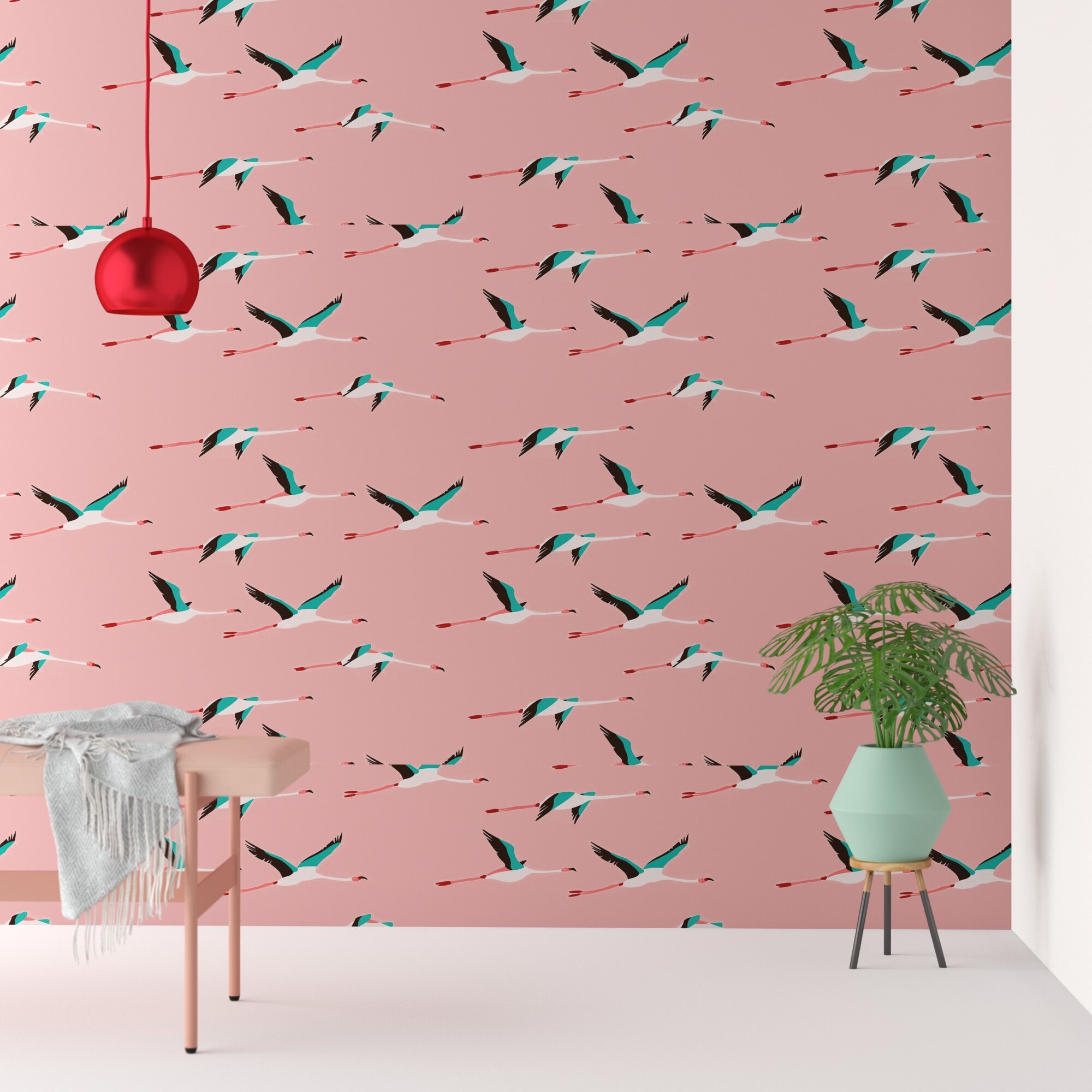 Hashtag Home Clarissa Flamingo Peel And Stick Wallpaper Roll Reviews Wayfair