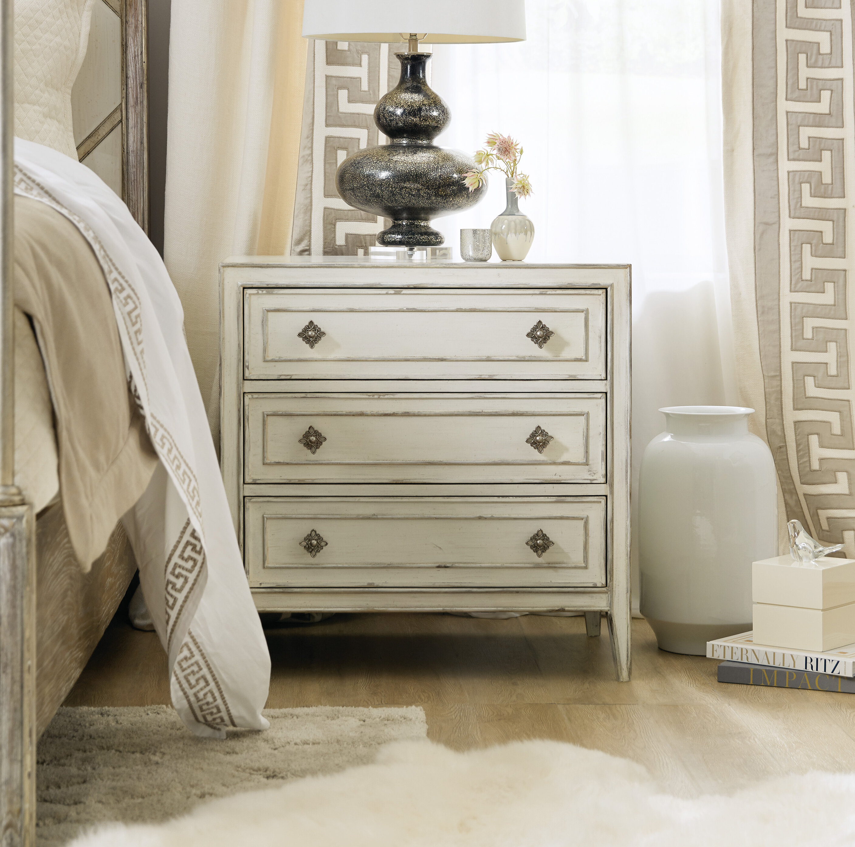 nightstand white and silver