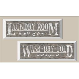 Vintage Laundry Room Signs Wayfair Clic Gray Laundry Signs On Wood Panel Style Background 2 Piece Framed Graphic Art Print Set