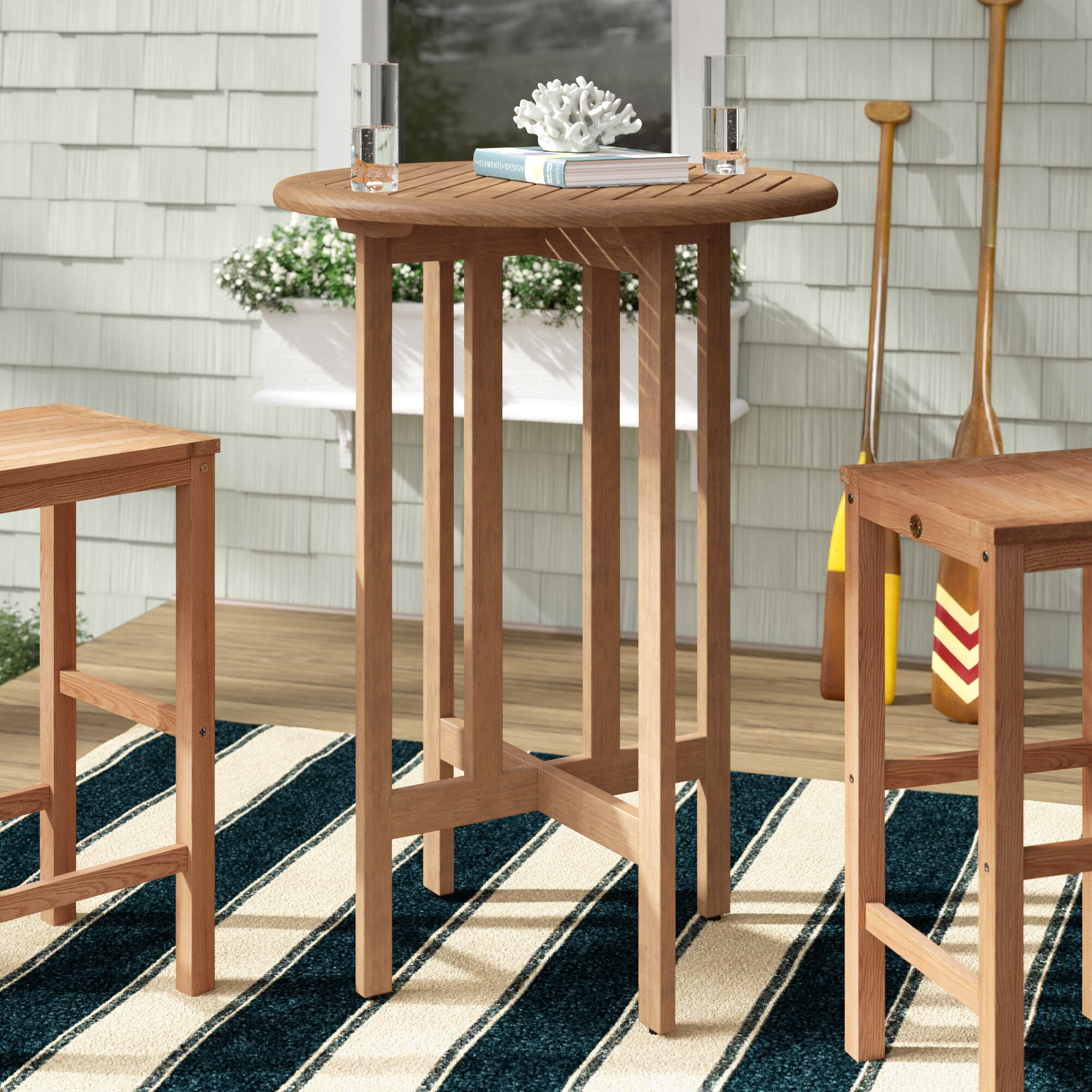 Beachcrest Home Elsmere Solid Wood Bar Table Reviews Wayfair