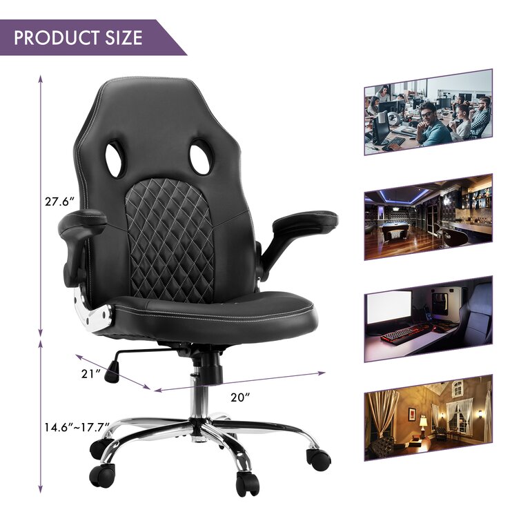 Shoze Gaming Chair Office Desk Chair with Armrest Ergonomic Design Reclining Back Support Executive Racing Adjustable Swivel Recliner Leather Home Computer Heavy Duty Manager Work Chair Purple