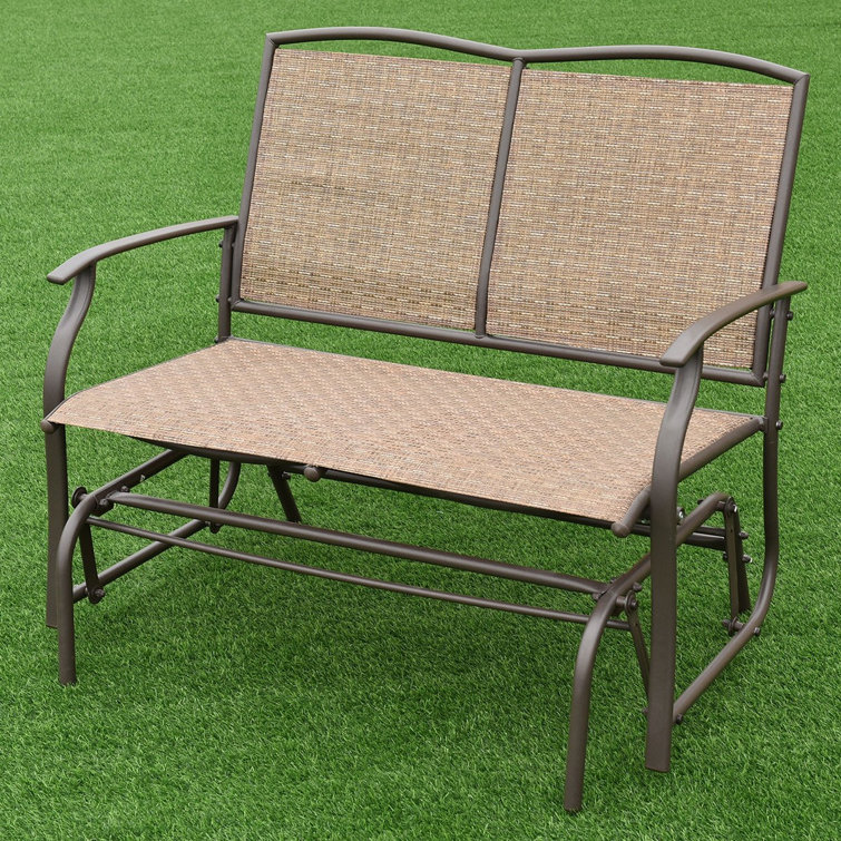 SunLife Porch Patio Glider Rocking Chair,PE Rattan Wicker Steel Frame Lawn Indoor Furniture