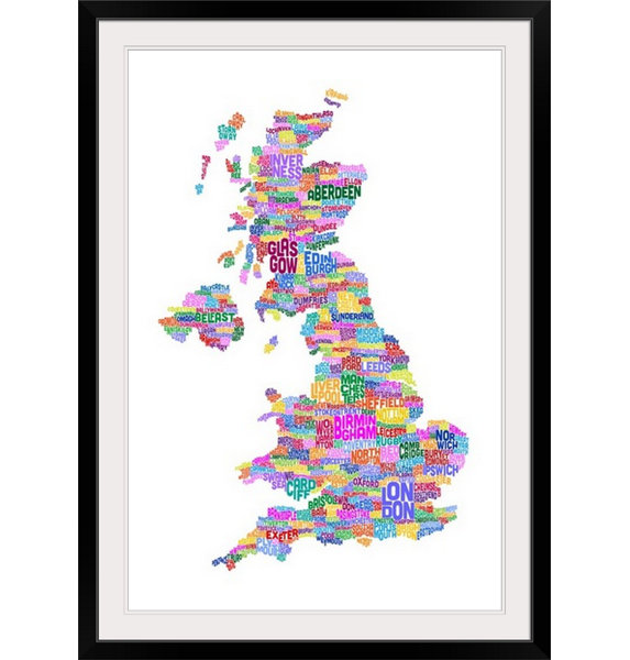 Great Big Canvas Great Britain Uk City Text Map By Michael Tompsett Textual Art Wayfair