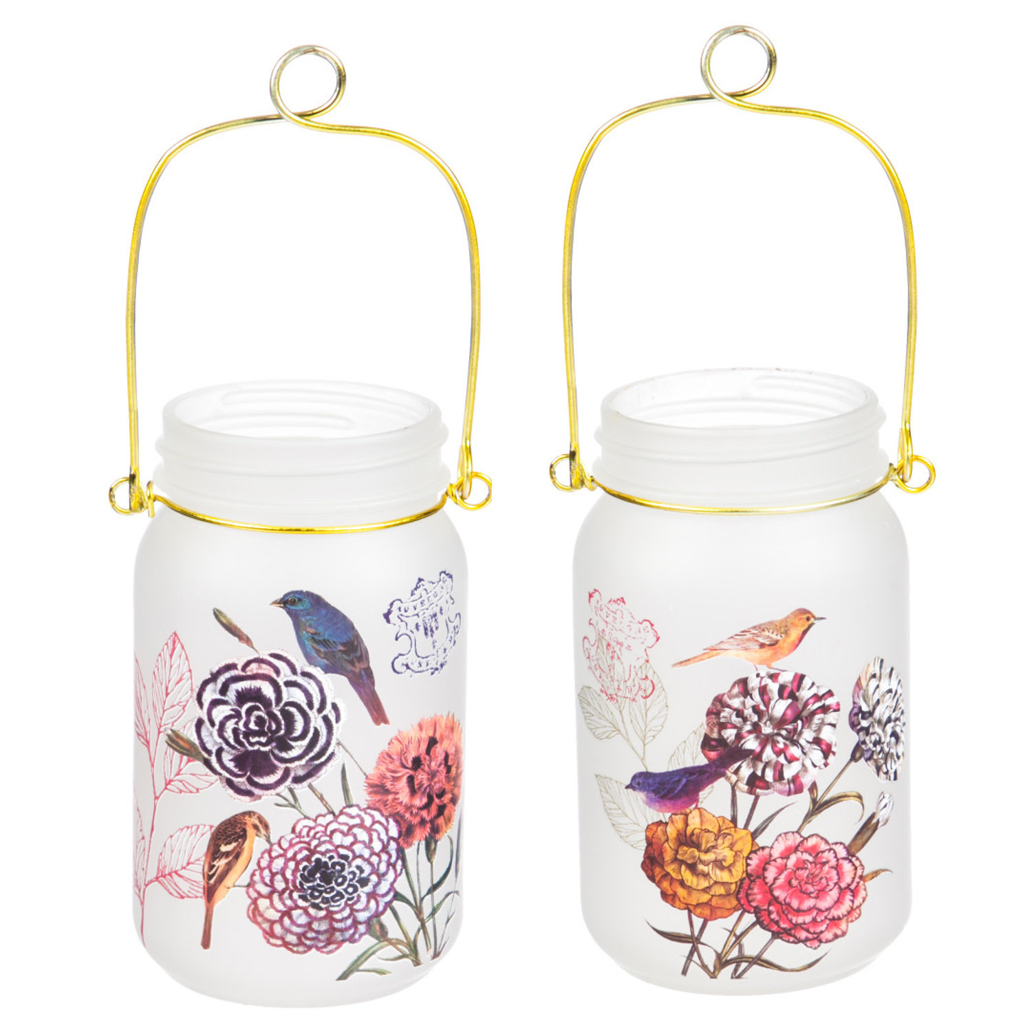 Winston Porter Labrea Glass Boho Bird 2 Piece Decorative Jar Set