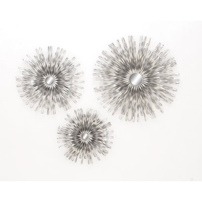 3 Piece Metal Mirror Wall Décor Set Reviews Allmodern 3 Piece Metal Mirror Wall Décor Set