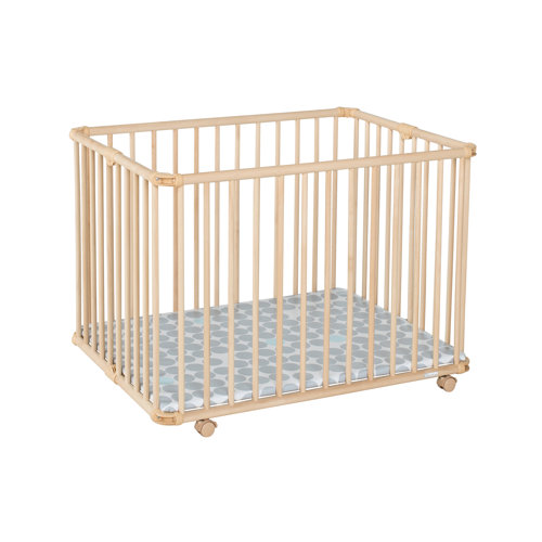 Vitalispa 2in1 Laufgitter Marie Laufstall Baby Krabbelgitter Holz 80x100cm Grau