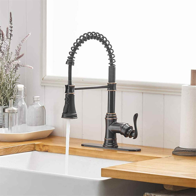 Commercial Pull Down Kitchen Faucet Single Handle Kitchen Sink Faucets  Single Hole Modern Brass High Arc Mixer Basin Vanity Faucets With Valve And  ...