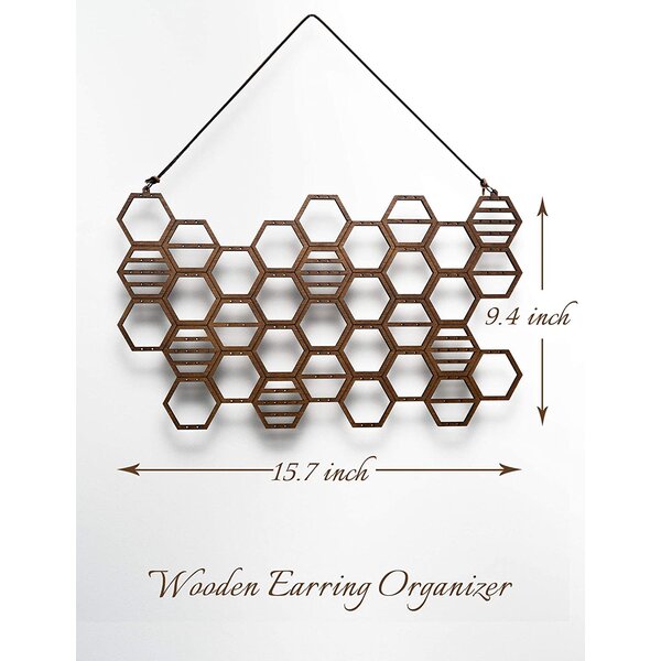 Red Barrel Studio® Wood Honeycomb Hanging Earring Holder Beehive ...