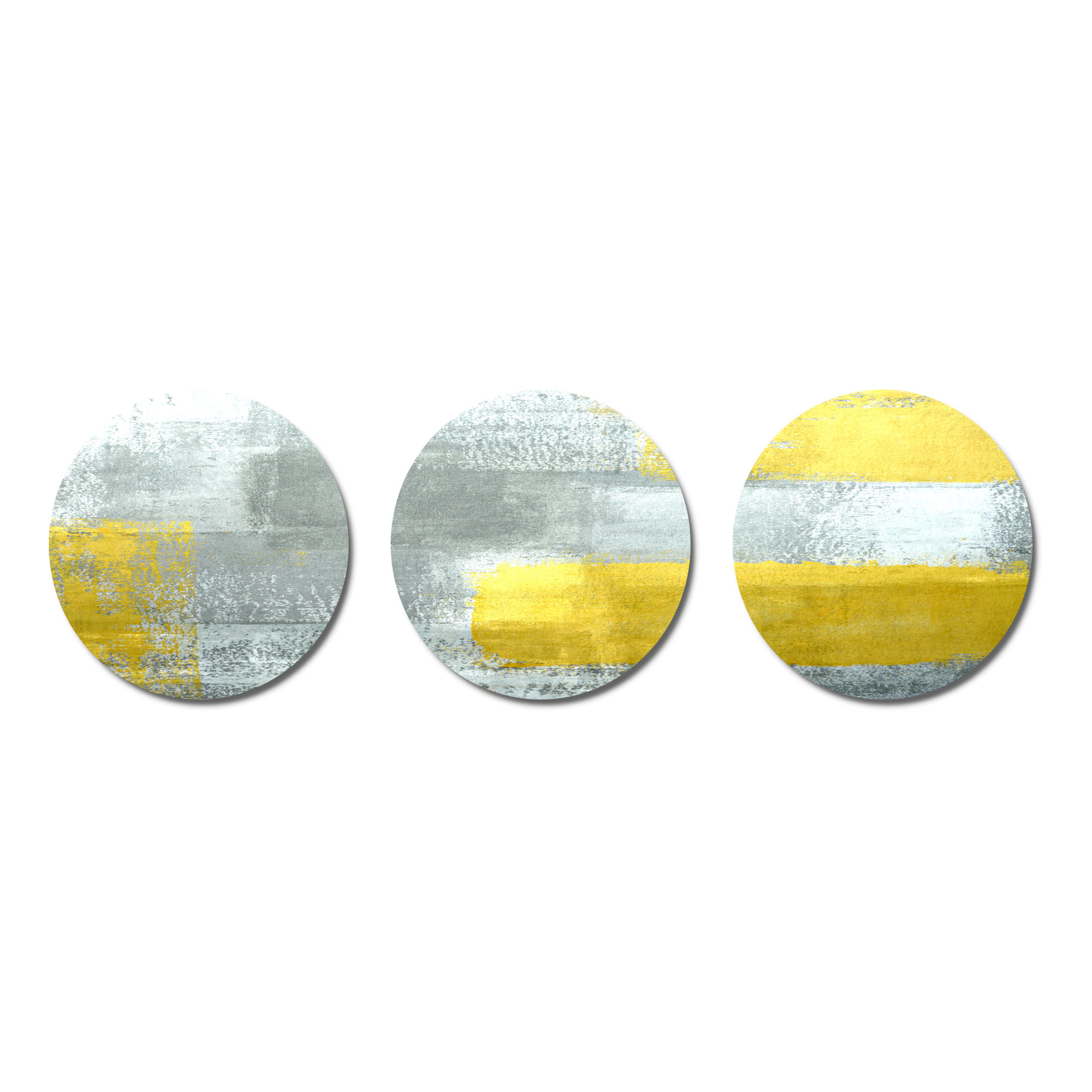 DesignArt Grey And Yellow Blue Abstract XII - 3 Piece Painting Set on ...