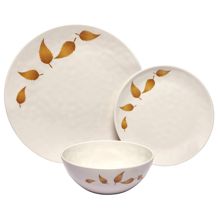 Melange 54-Piece Melamine Dinnerware Set Salad Plate & Soup Bowl 18 Each | Shatter-Proof and Chip-Resistant Melamine Plates and Bowls Tivoli | Dinner Plate