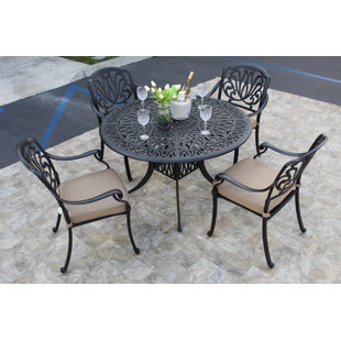 Go to store & view more images Wasola 5 Piece Dining Set with Sunbrella Cushions by Fleur De Lis Living
