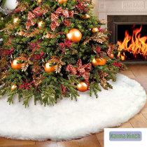 48 inch 122CM Plush Fur Christmas Tree Skirt Fluffy White Snow Christmas Tree Base Covers for Merry Christmas Indoor Outdoor Home Xmas Holiday Party Decor FISHOAKY Xmas Tree Skirt 