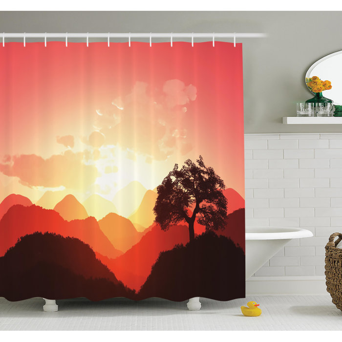 Fallen leaves And Fox At Sunset Waterproof Bathroom Fabric Shower Curtain Set