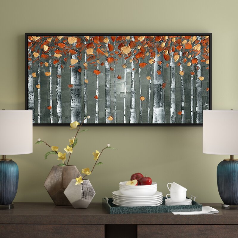 Copper Birch Framed Graphic Art - Copper Wall Decorations