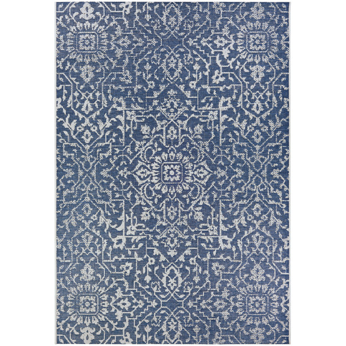 Kraatz Palmette Navy Blue Ivory Area Rug Kraatz Palmette Navy Blue Ivory Area Rug