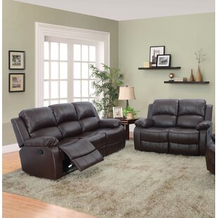 Living Room Furniture 2Pc Contemporary Modern Leather Sofa & Loveseat Set 