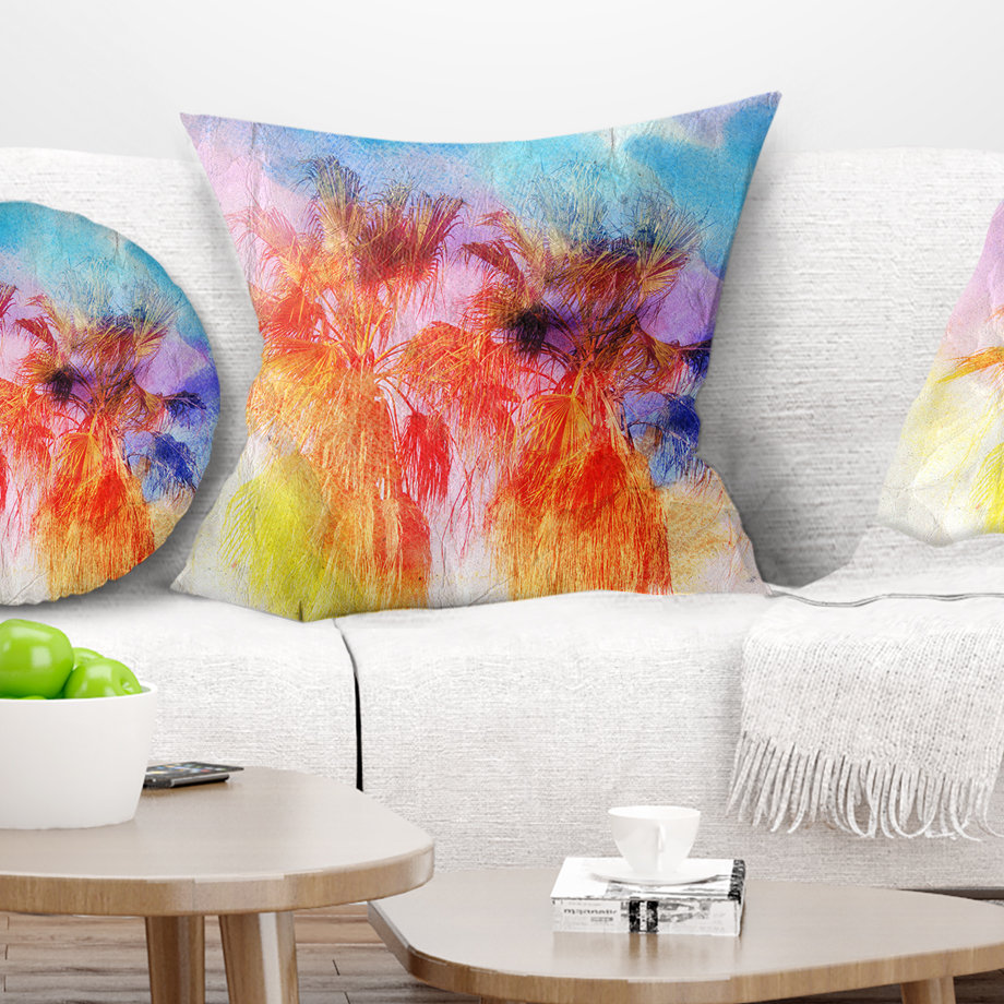 East Urban Home Designart Colourful Retro Palm Trees Landscape