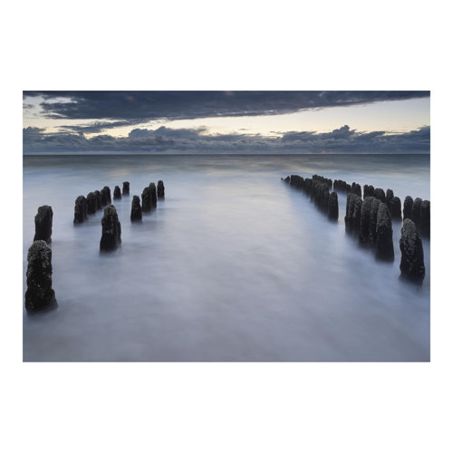 Wood Groynes in the North Sea on Sylt 2.55m x 3.84m Textured Matt Peel & Stick Wall Mural East Urban Home