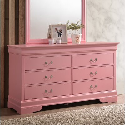 Lark Manor Lisle 6 Drawer Double Dresser Color Pink