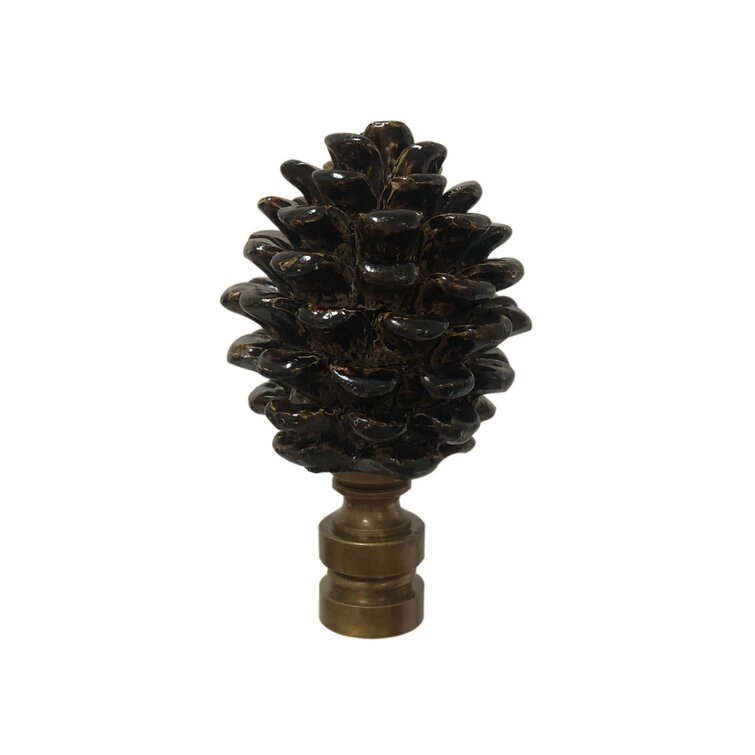Pine Cone Lamp Shade Finial 2.5 Tall Vintage Antique Gold Look Lamp Shade Topper Solid Resin Finial Inc