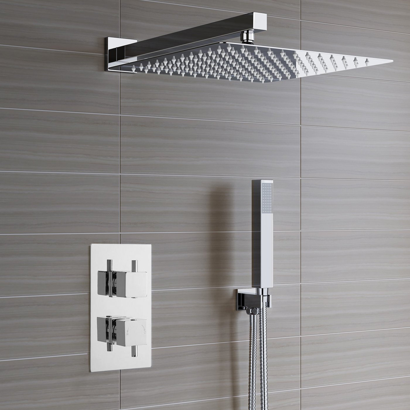 Fontanashowers Lima Ultra Thin Rain Head Thermostatic Complete Shower System With Rough In Valve Wayfair