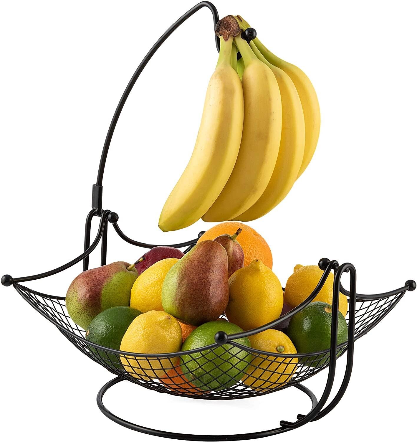 Banana Hanger Fruit Bowl Tree Holder Storage Basket Stand Hook with Basket