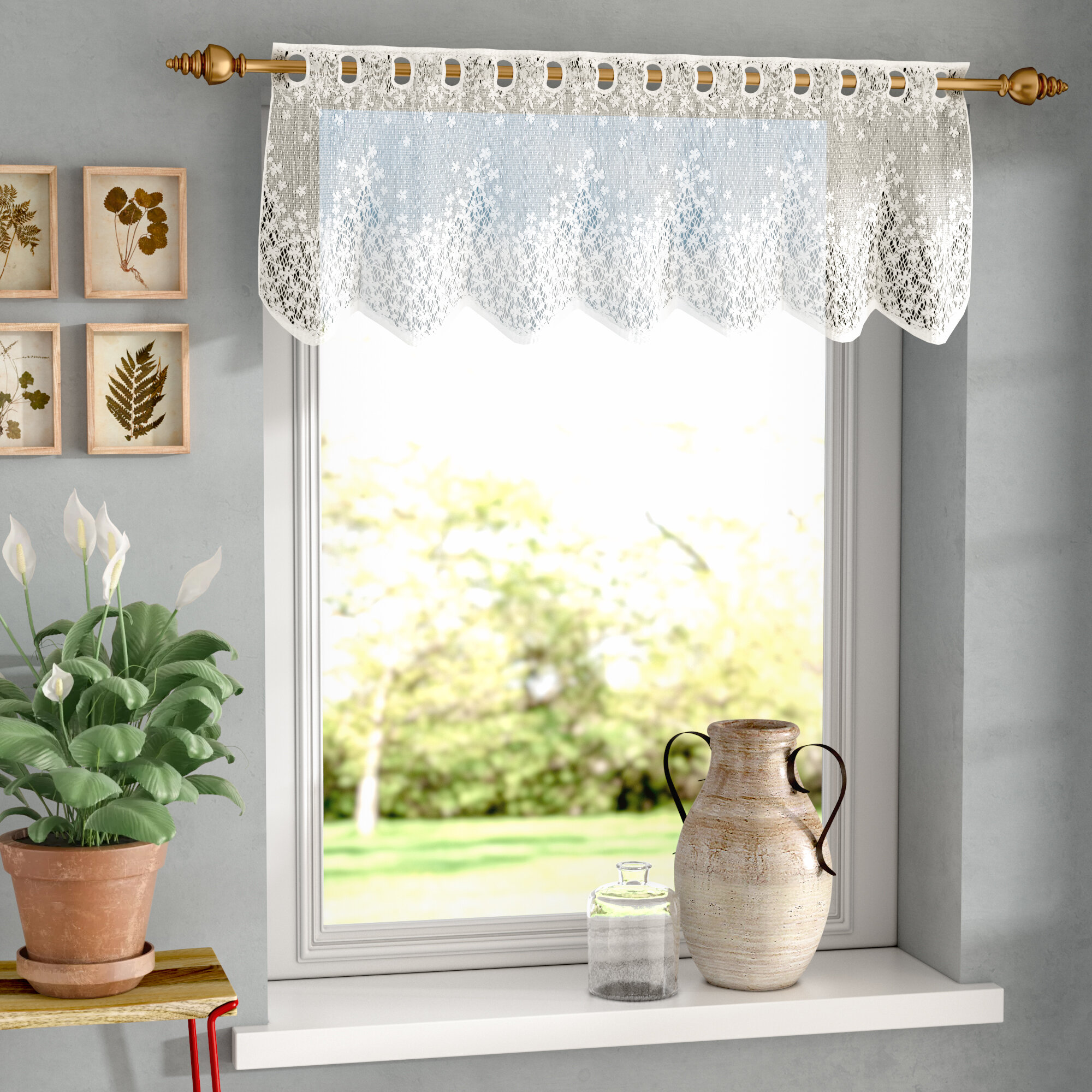 August Grove Camela Floral Scalloped 42 Window Valance Reviews Wayfair