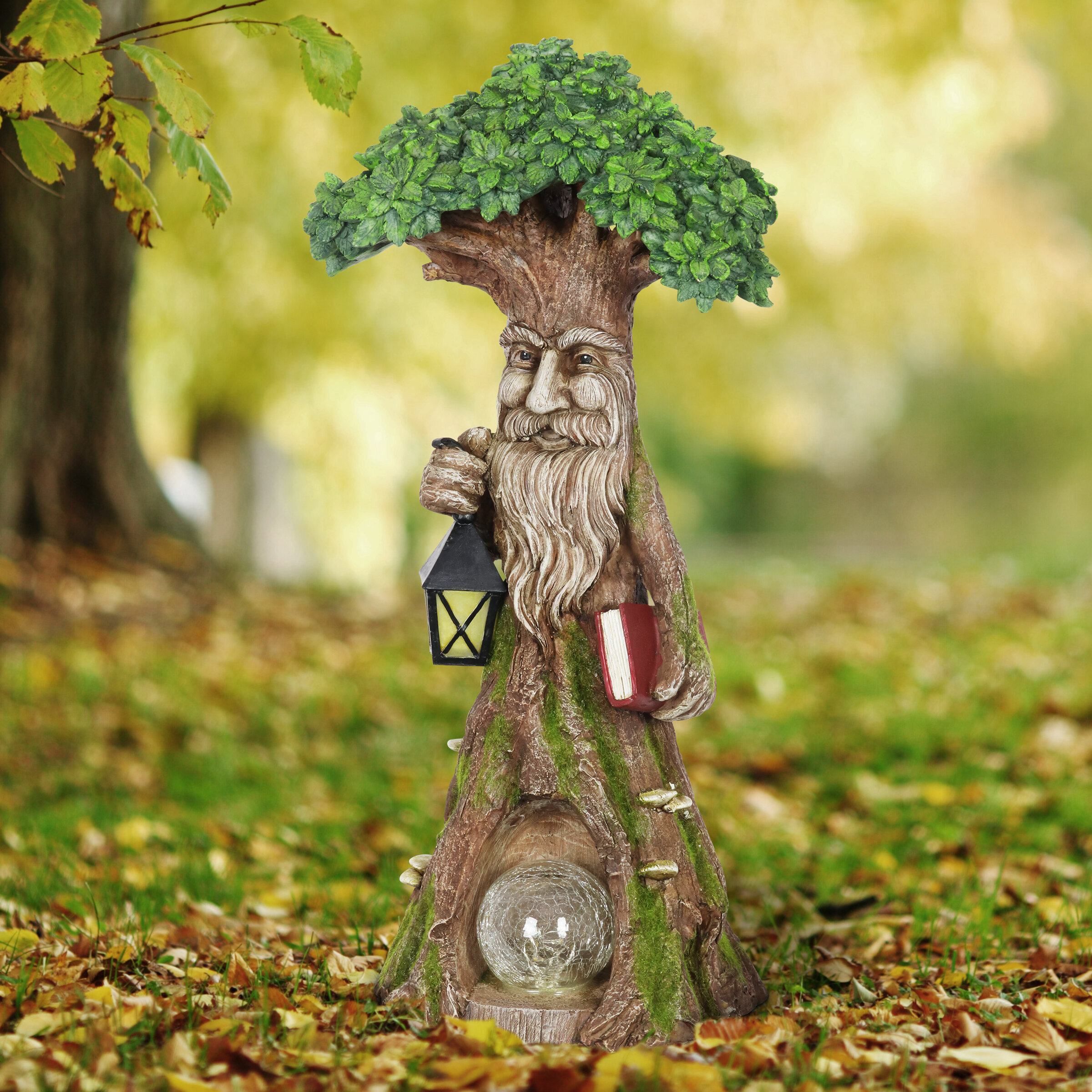FAIRY GARDEN New Decor Tree With Face on Trunk & Three Houses On Branches 