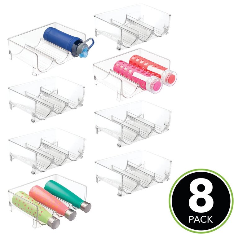 Cabinet Holds 8 Bottles Clear mDesign Stackable Water Bottle Storage Rack for Kitchen Countertops