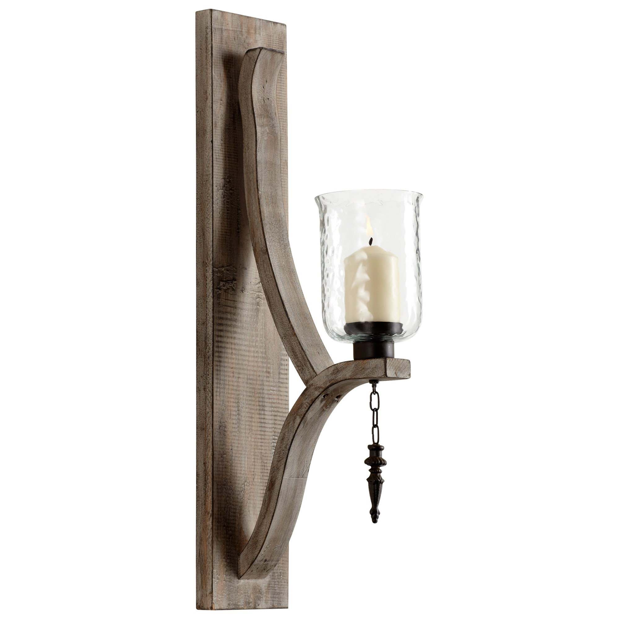 CinMin Rustic Wood Candle Wall Sconce Natural, 1