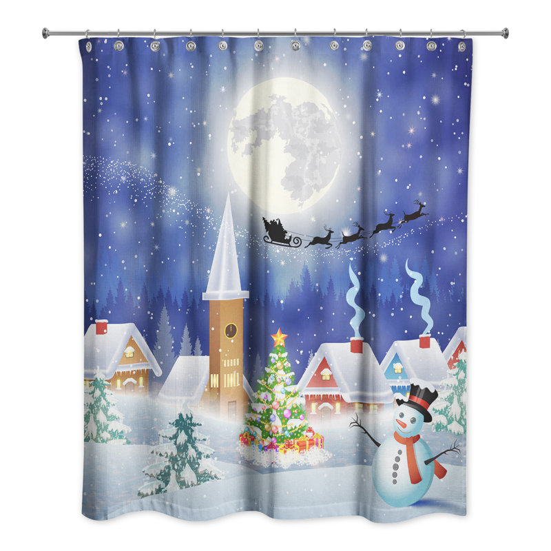 The Holiday Aisle Liz Snowy Winter Scene Single Shower Curtain