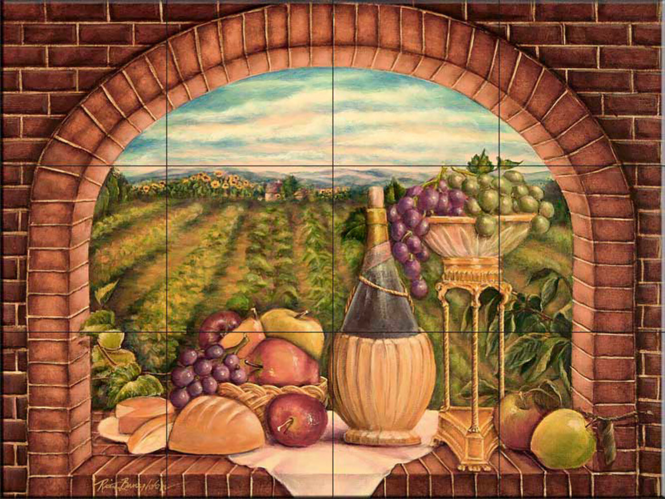 The Tile Mural Store 18 X 24 Ceramic Tuscan Wine Decorative Mural Tile In Orange Wayfair