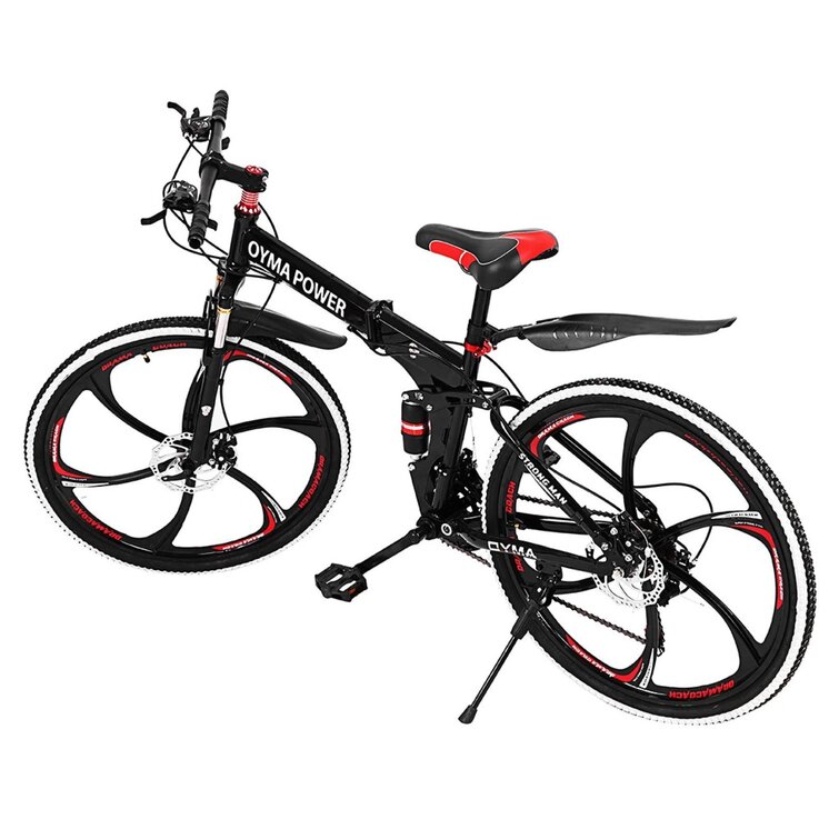 Red Outroad Mountain Bike 21 Speed 6 Spoke 26 in Shining SYS Double Disc Brake Bicycle Folding Bike for Adult Teens Ship from US 