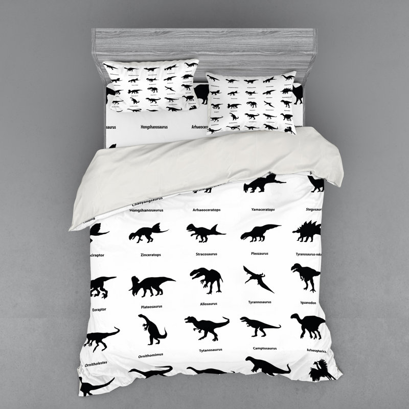 monochrome dinosaur bedding