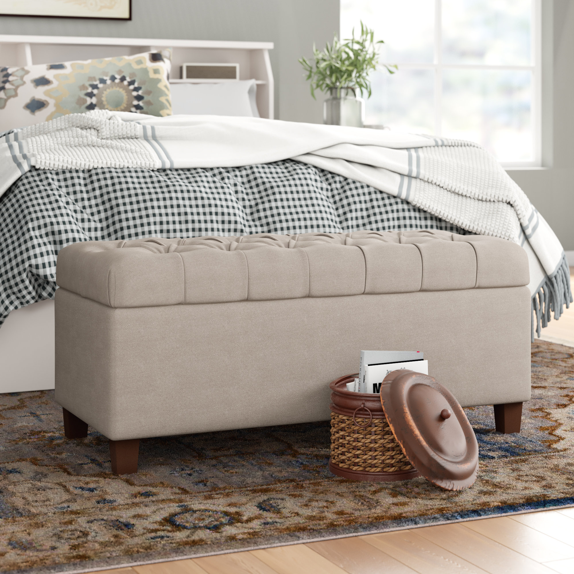 Ranshaw Fabric Upholstered Storage Bench Ranshaw Fabric Upholstered Storage Bench