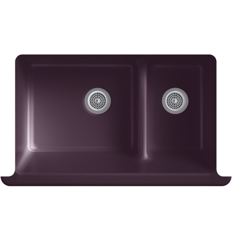 Whitehaven Self-Trimming(R) Smart Divide(R) 35-1/2-In X 21-9/16-In X  9-5/8-In Under-Mount Large/Medium Double-Bowl Kitchen Sink With Short Apron