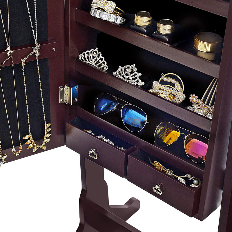 Alcott Hill Pringle Free Standing Jewelry Armoire With Mirror