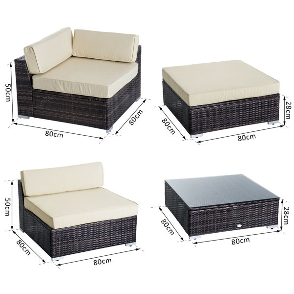 Normandy 5 Seater Rattan Sofa Set