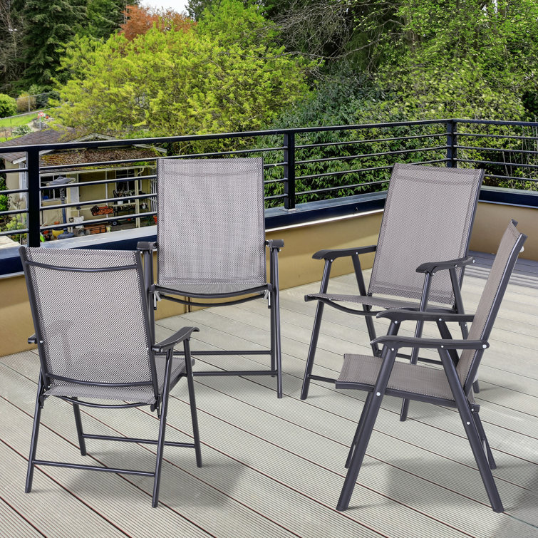 Outsunny Fabric Patio Folding Chair Set of 4 & Reviews Wayfair