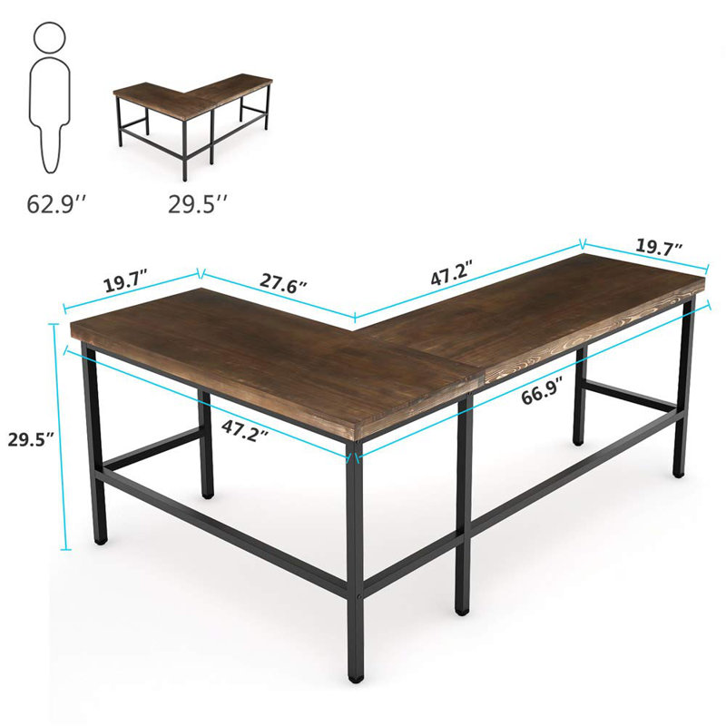 Williston Forge Marcum Solid Wood L Shape Desk Reviews Wayfair