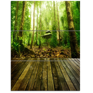 Sage Green Wall Art Wayfair Wooden Platform In Green Forest Wall Art On Wred Canvas