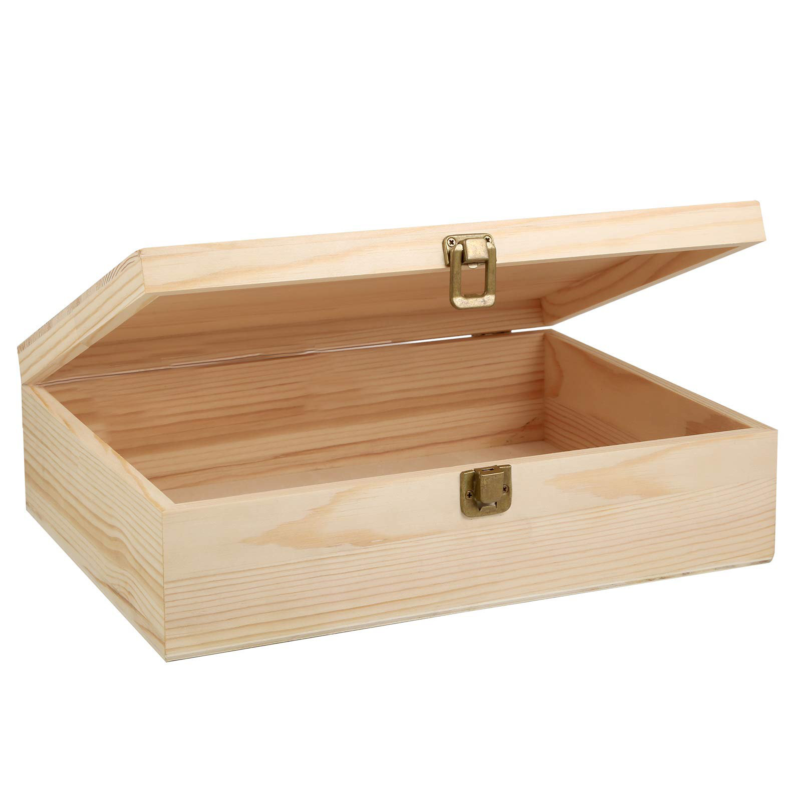 Looneng Wooden Box with Hinged Lid Wood Craft Boxes for Art Tool and