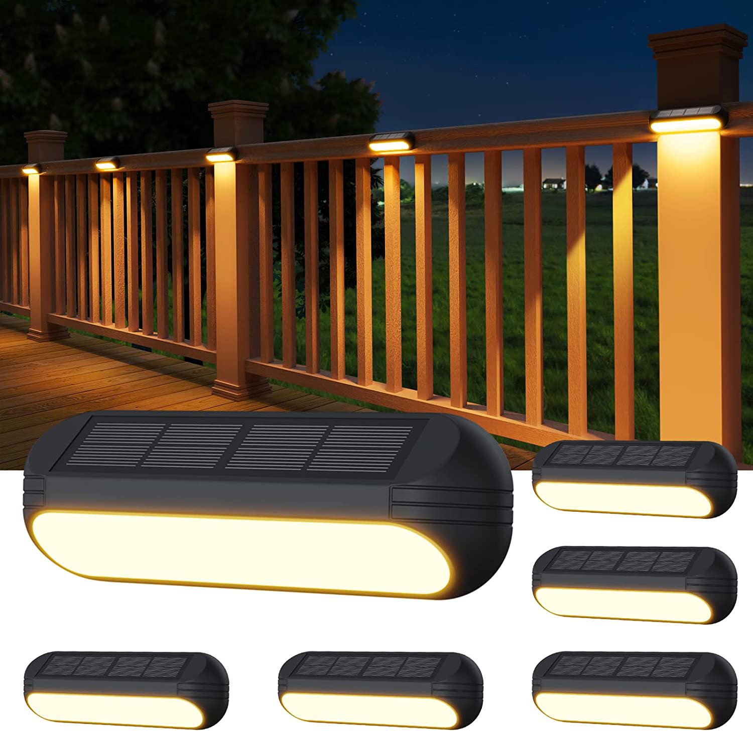 OTHWAY Solar Fence Post Lights Wall Mount Decorative Deck Lighting White 4 Packs 