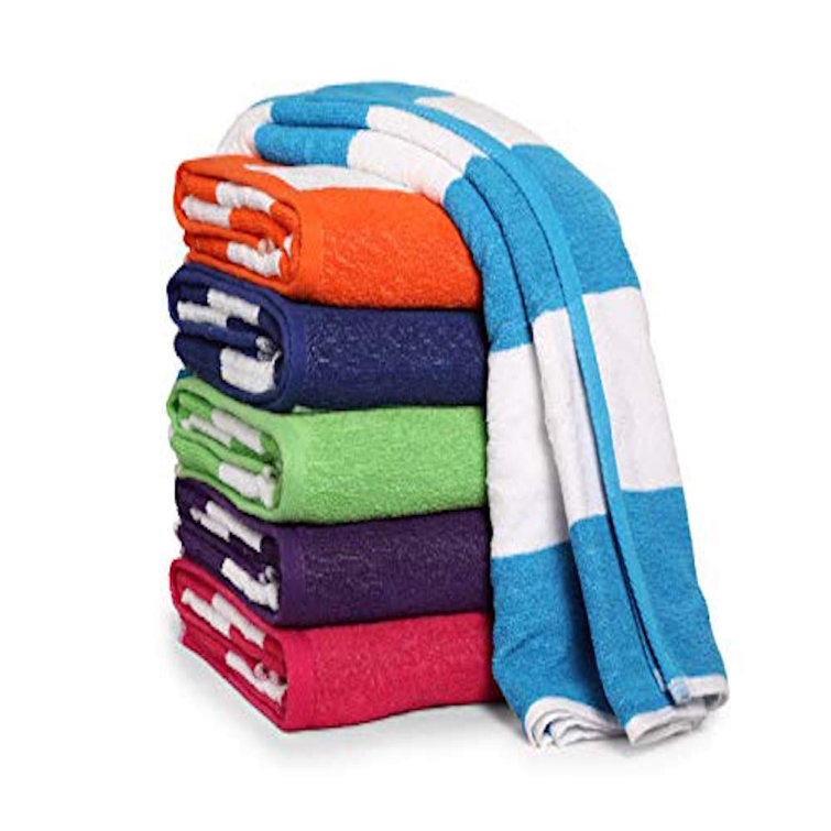 Luxury Pool Towels 100/% Cotton Beach Towel Soft Stripe Swimming Bath Sheet Pack