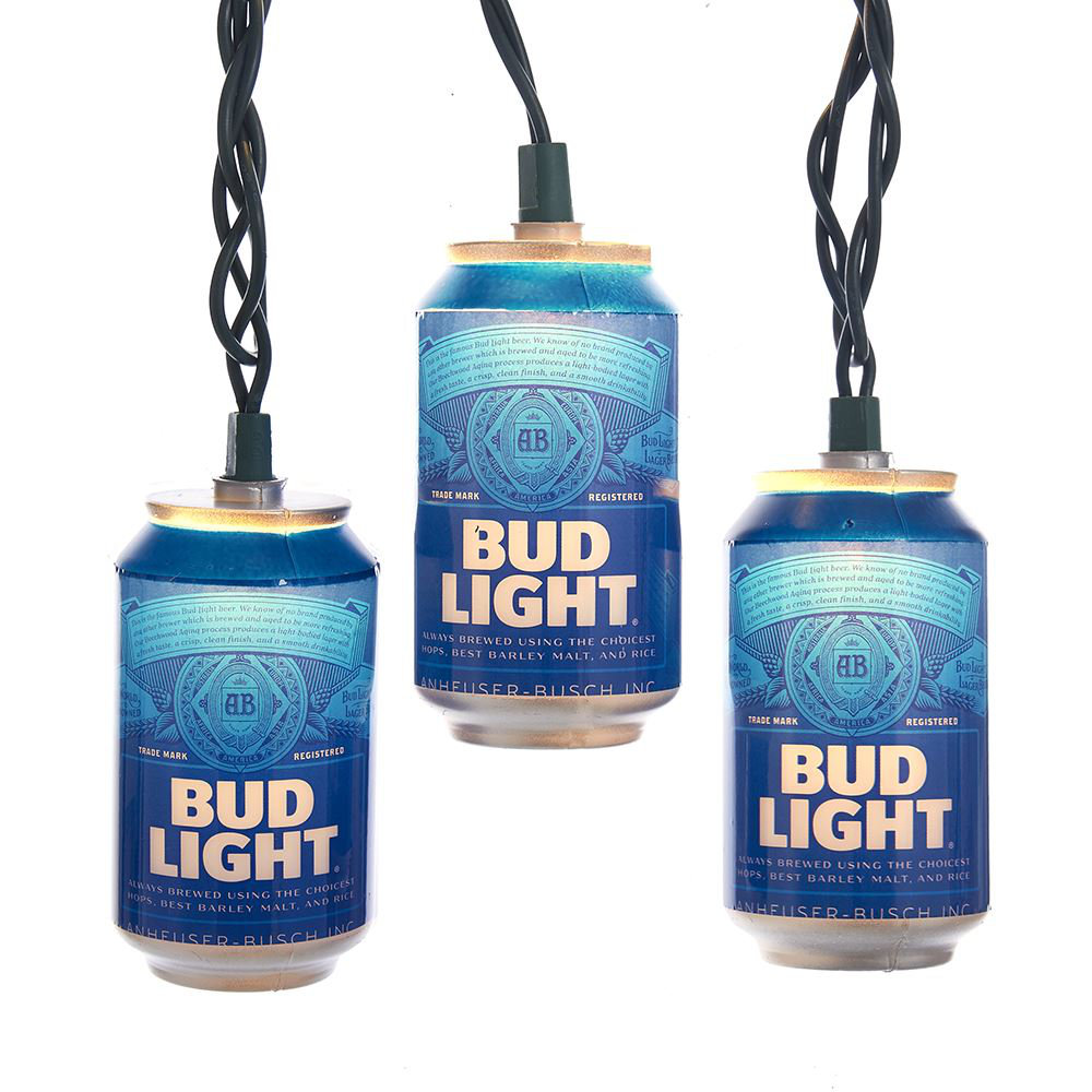 Kurt Adler Budweiser Beer Can New Logo 10 Light String Lights Kurt Adler Budweiser Beer Can New Logo