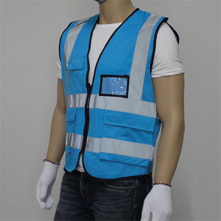 US High Visibility Reflective Safety Vest Gilet Work Security Pockets Zip Front